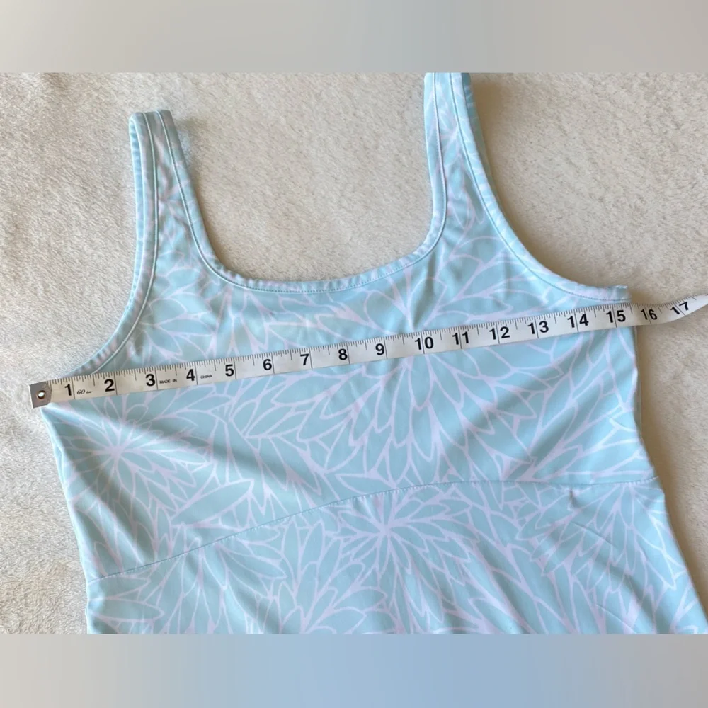 Columbia PFG Aqua Blue Floral Print Tank Dress UPF 50 Moisture Wicking Freezer - Picture 11 of 14